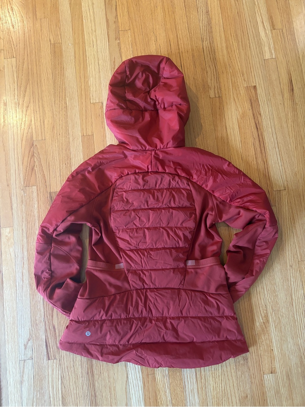 Women's Hooded Quilted Jacket - Burnt Orange - Picture 2 of 5